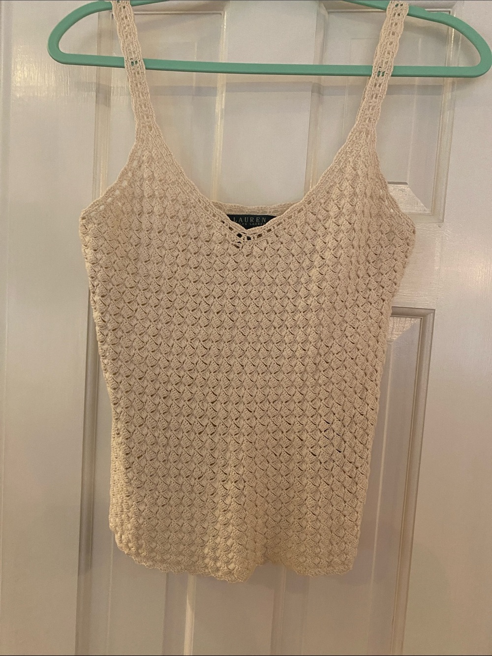 Lauren Ralph Lauren Cream Crochet V-Neck Camisole